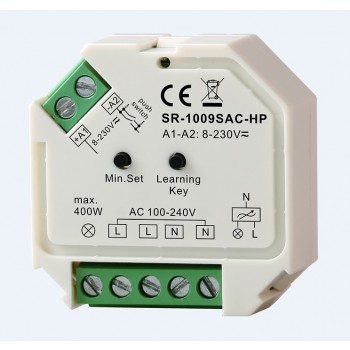 SR-1009SAC-HP … 1-kanál.LED stmívač (přijímač) manuál a dálkový, 230V, 400W, Sunricher
