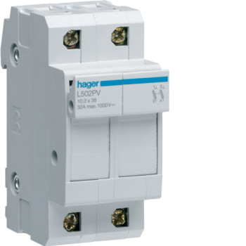 HAG L502PV … Odpojovač válcových pojistek velikosti 10x38, 2-pól. do 32A/1000V DC