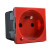 LE S77141 … Mosaic N, zásuvka 2P+T s přepěť.ochr., (45x45) červená