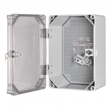 43.02 UNI mini/T … UNIbox mini/T, 300x200x160, IP65, transparentní dvířka