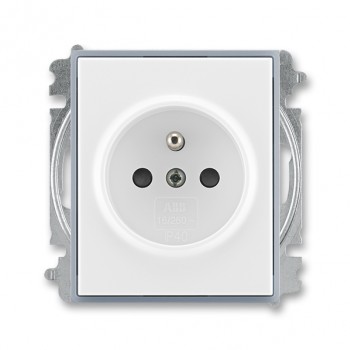ABB zásuvka jednonásobná, chráněná, s clonkami, s bezšroub. sv.; Element; bílá/led. šedá