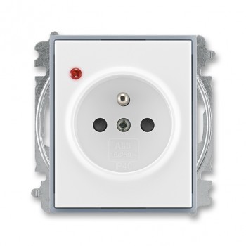 ABB zásuvka jedn. s clon., s ochranou před přepětím, bezšroub. sv.; Element, Time; bílá/led. šedá