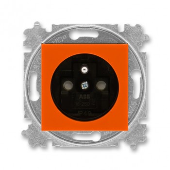 ABB Zásuvka jednonásobná s ochranným kolíkem, s clonkami; Levit; oranžová/kouřová černá