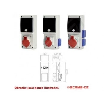 SCA 632.1220-011F2 … zás skříň s chráničem, 2x16A/230V; 1x16A/400V; IP44