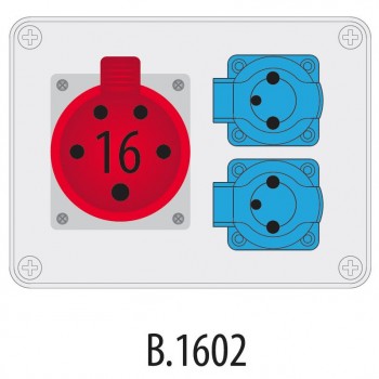 PAW B.1602 … zásuvková skříň bez jištění R-BOX 190, 2x16A/230V; 1x16A/400V, bez držáku