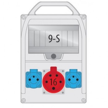 PAW B.18.300-2ZRP … zás skříň s chráničem, 2x16A/230V; 1x16A/400V, IP44