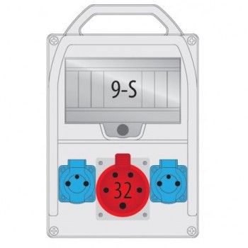 PAW B.18.300-1ZRP … zásuvková skříň s chráničem, 2x16A/230V; 1x32A/400V, IP44