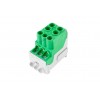 ELN UVB 100PE … blok pro rozdělení fází UVB 100PE,, vstup 2x25mm2, výstup 6x10mm2, 101A, 1000V zelený, na DIN