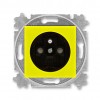 ABB Zásuvka jednonásobná s ochranným kolíkem, s clonkami; Levit; žlutá/kouřová černá