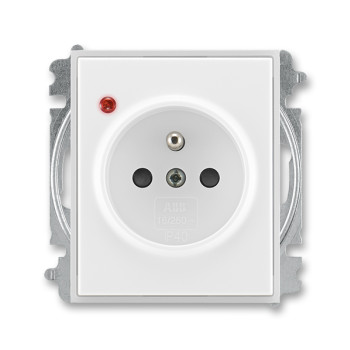 ABB zásuvka jedn. s clon., s ochranou před přepětím, bezšroub. sv.; Element, Time; bílá/led. bílá
