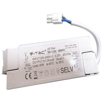 VT 40W (11352) … elektronický driver s konstatním proudem - výstup 1050 mA, 30-42V DC; pro LED panel 36W, IP20