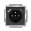 ABB Zásuvka jednonásobná s ochranným kolíkem, s clonkami, USB A/C; Levit; onyx/kouřová černá